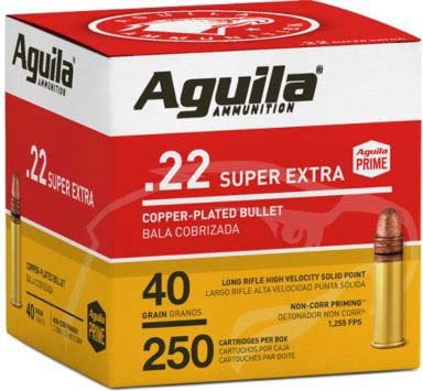 Aguila Ammunition Aguila Ammo .22lr High Vel. 1255fps. 40gr. Plated Lrn 250p
