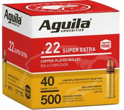 Aguila Ammunition Aguila Ammo .22lr High Vel. 1255fps. 40gr. Plated Lrn 500p