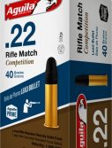 Aguila Ammunition Aguila Ammo Rifle Match .22lr 1080fps. 40gr. Lead Rn 50-pack