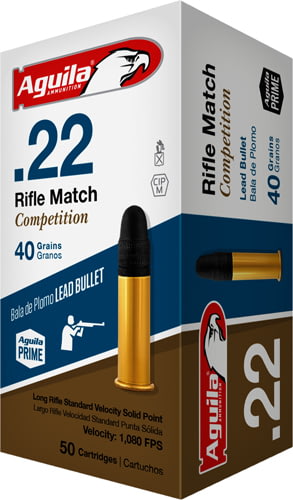 Aguila Ammunition Aguila Ammo Rifle Match .22lr 1080fps. 40gr. Lead Rn 50-pack