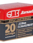 BarnauL .223 Remington 55 Grain Full Metal Jacket Boat-Tail Steel Cased Centerfire Rifle Ammunition