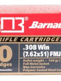 BarnauL .308 Winchester 168 Grain Full Metal Jacket Boat-Tail Steel Cased Centerfire Rifle Ammunition