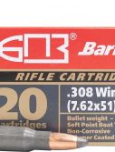 BarnauL .308 Winchester 168 Grain Soft Point Boat-Tail Steel Cased Centerfire Rifle Ammunition