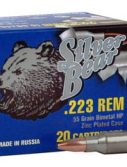 Bear Ammunition Silver Bear .223 Remington 55gr. Hp Zinc Plated 20-pack