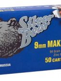 Bear Ammunition Silver Bear 9x18 Makarov 94gr. Fmj-rn Zinc Plated Case 50-pk