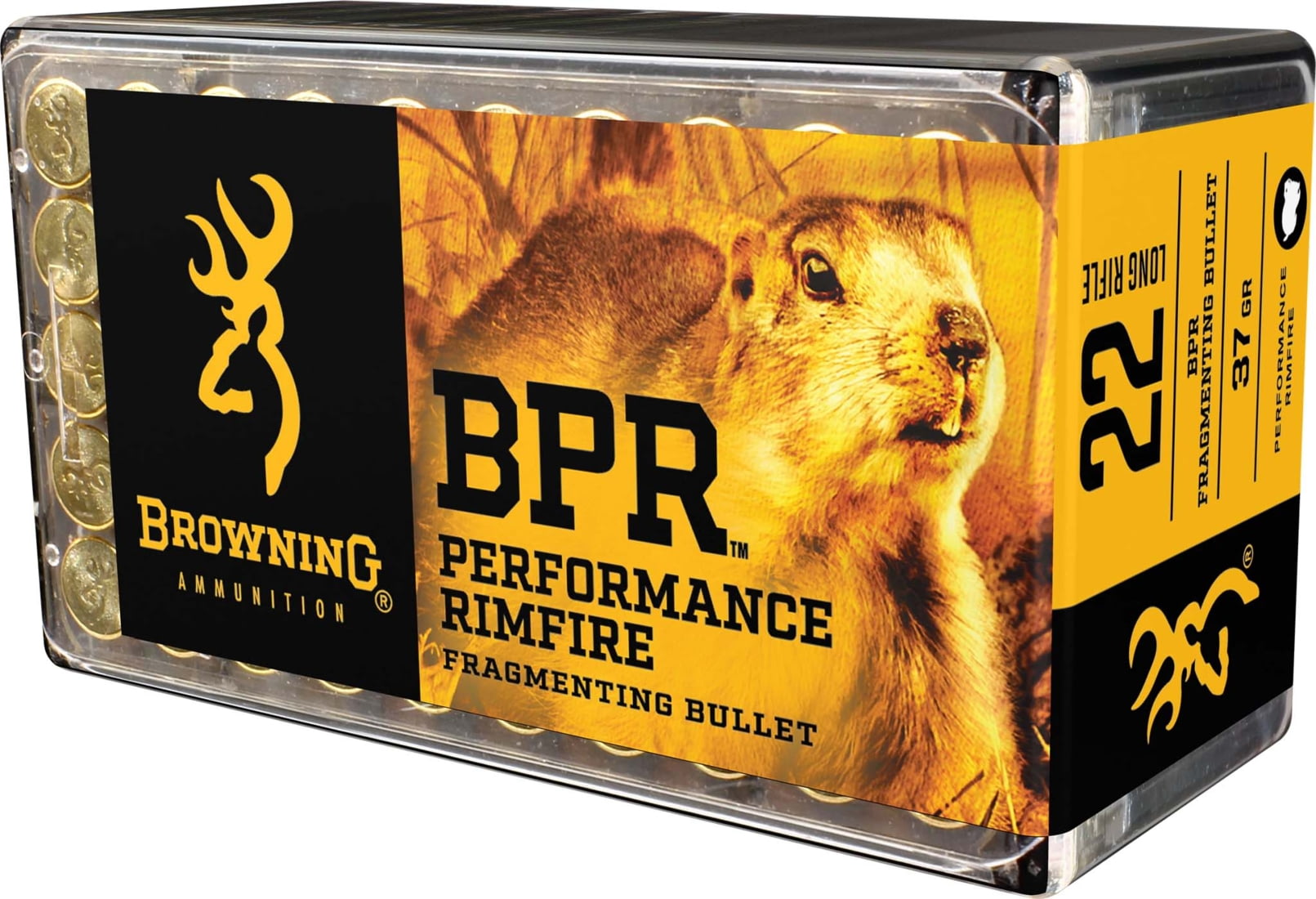 Browning BPR .22 Long Rifle 37 Grain Fragmenting Hollow Point Brass Cased Rimfire Ammunition