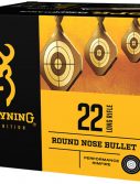 Browning BPR .22 Long Rifle 40 Grain Copper Plated Hollow Point Brass Cased Rimfire Ammunition