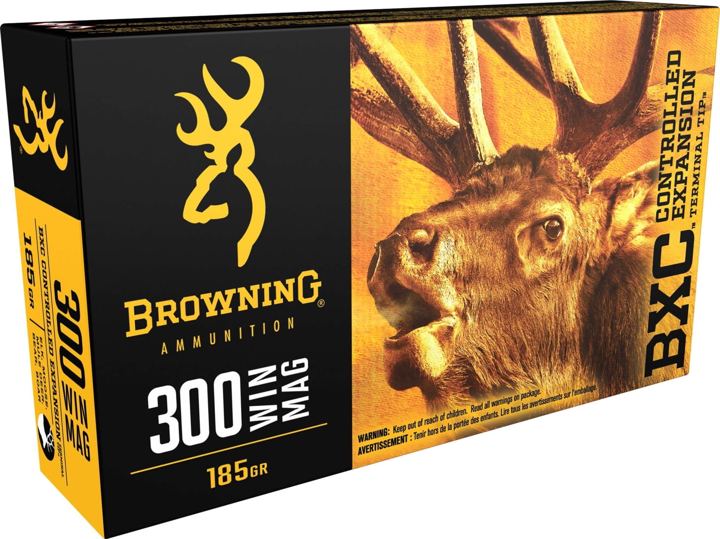 Browning BXC .300 Winchester Magnum 185 grain Controlled Expansion Terminal Tip Brass Cased Centerfire Rifle Ammunition