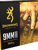 Browning BXP 9mm Luger 147 Grain Jacketed Hollow Point Brass Cased Centerfire Pistol Ammunition
