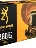 Browning FMJ .380 ACP 95 Grain Full Metal Jacket Brass Cased Centerfire Pistol Ammunition