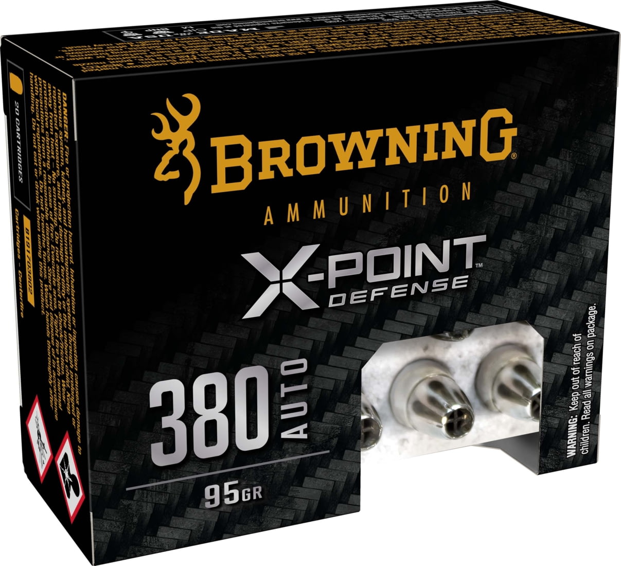 Browning X-Point .380 ACP 95 grain X-Point Brass Cased Centerfire Pistol Ammunition