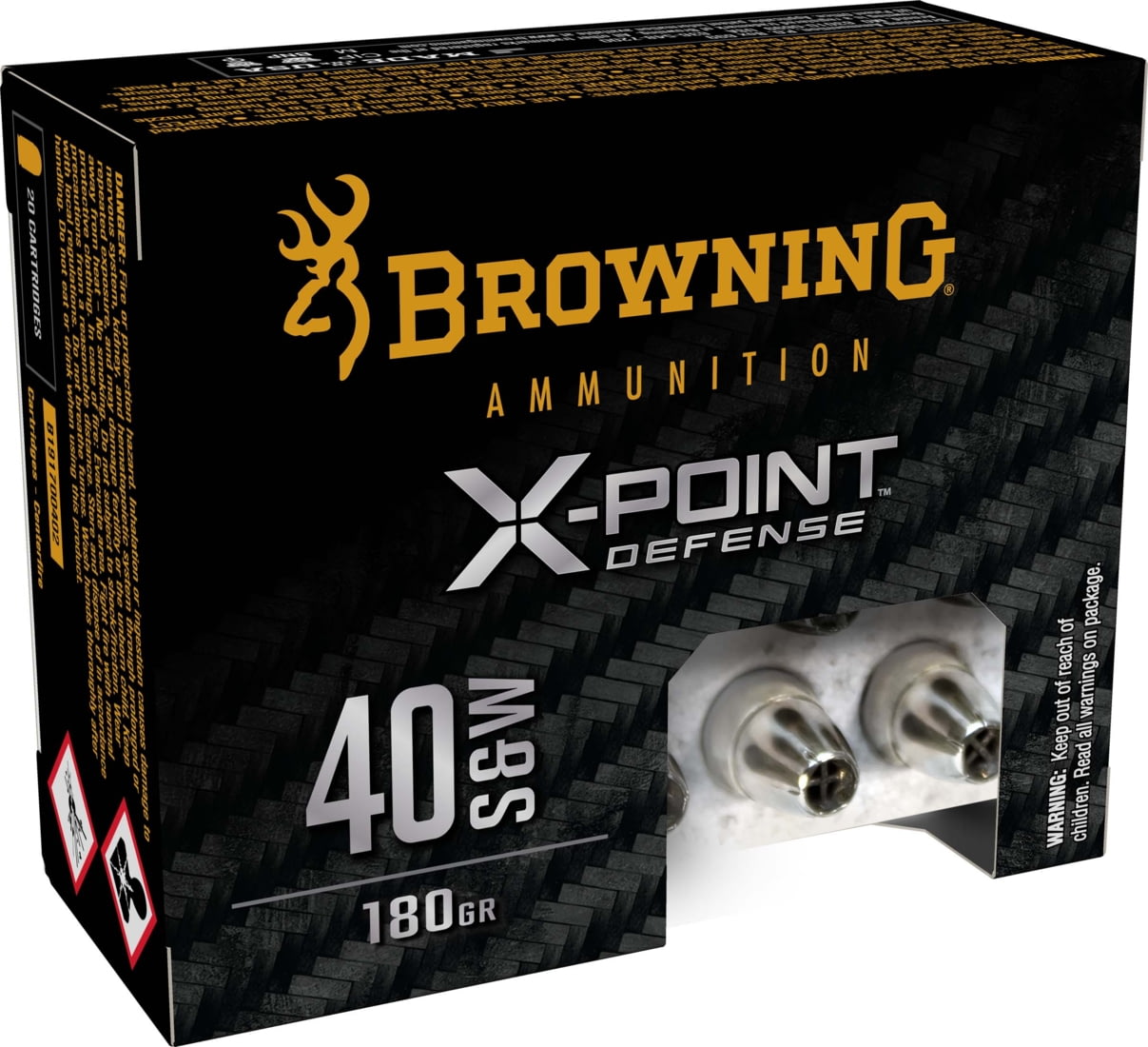Browning X-Point .40 S&W 180 grain X-Point Brass Cased Centerfire Pistol Ammunition
