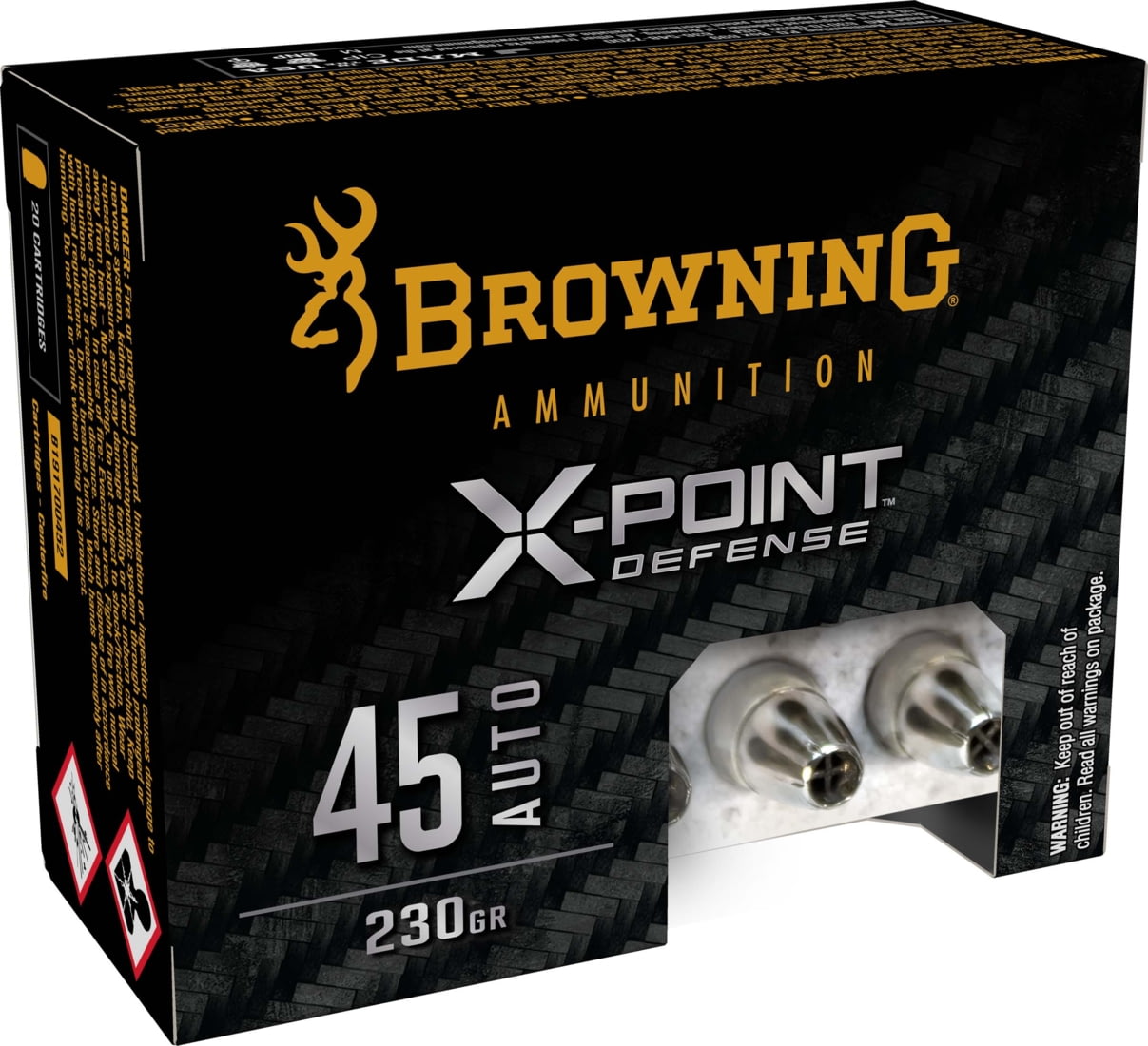 Browning X-Point .45 ACP 230 grain X-Point Brass Cased Centerfire Pistol Ammunition
