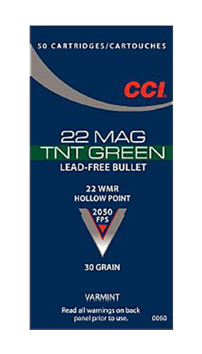CCI 0060 Varmint TNT Green 22 Mag 30 Gr Hollow Point (HP) 50 Bx/ 40 Cs