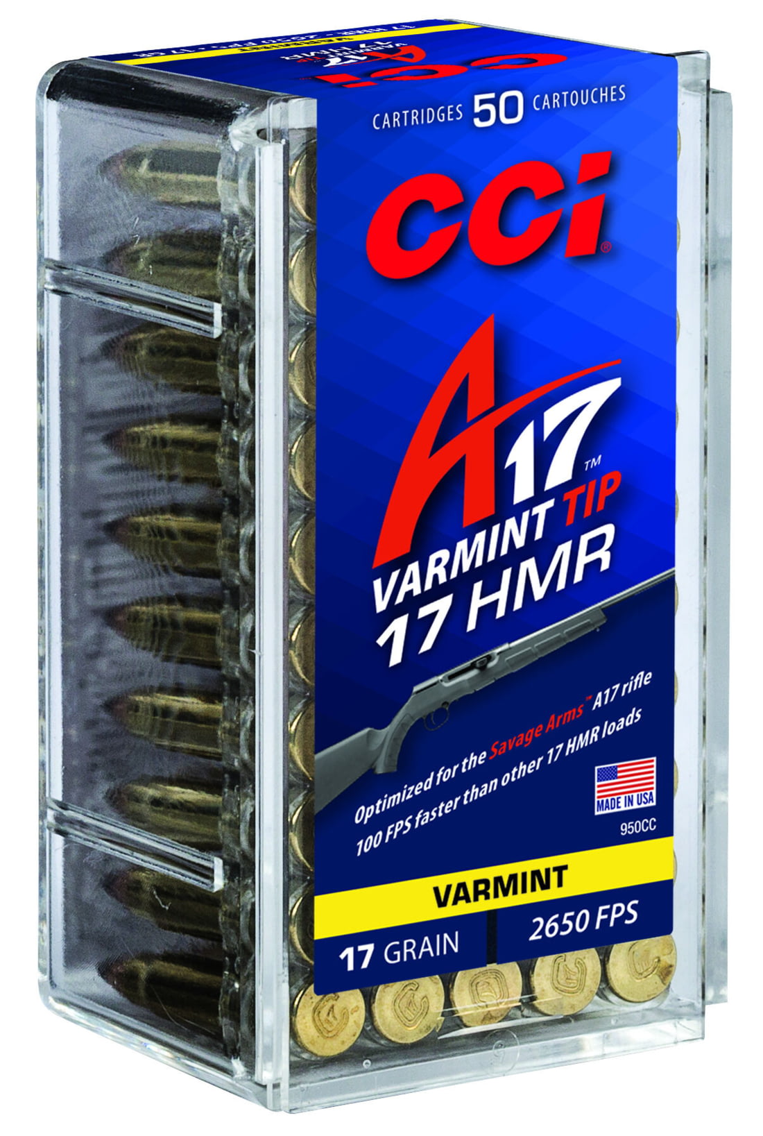 CCI Ammunition A17 .17 Hornady Magnum Rimfire 17 grain Tipped Varmint Rimfire Ammunition