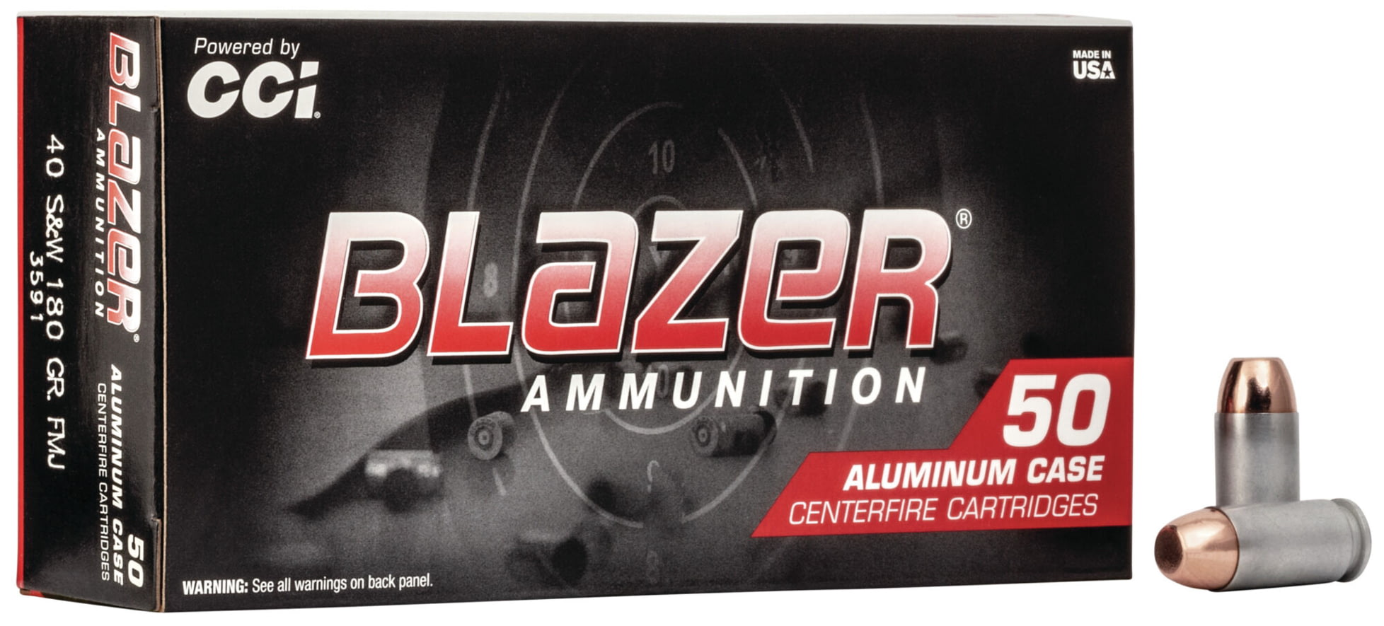 CCI Ammunition Blazer Aluminum .40 S&W 180 grain Full Metal Jacket Centerfire Pistol Ammunition