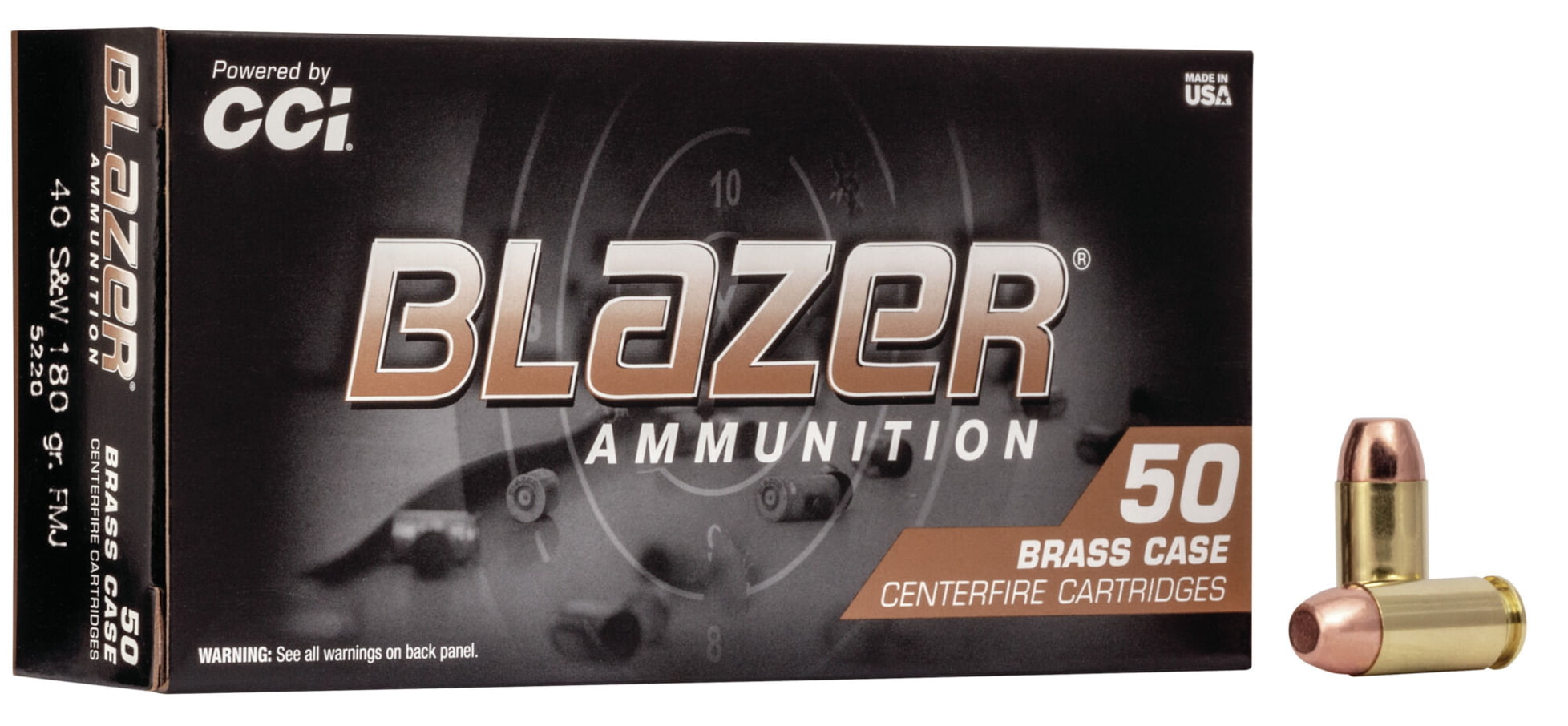 CCI Ammunition Blazer Brass .40 S&W 180 grain Full Metal Jacket Centerfire Pistol Ammunition