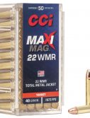 CCI Ammunition Maxi-Mag .22 Winchester Magnum Rimfire 40 grain Jacketed Soft Point Rimfire Ammunition