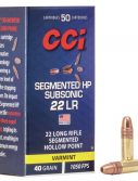CCI Ammunition Segmented Hollow Point .22 Long Rifle 40 grain Segmented Hollow Point Rimfire Ammunition