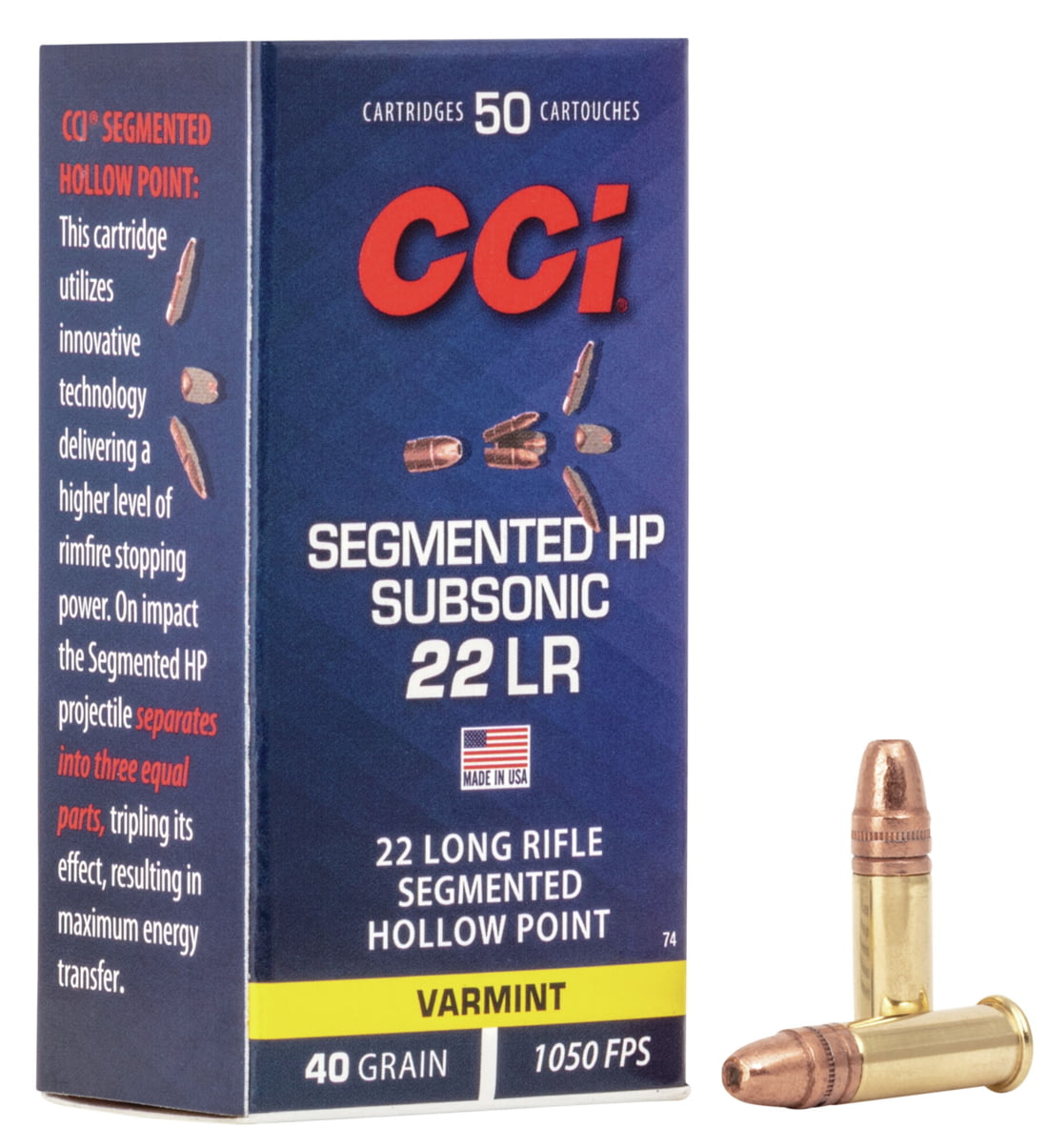 CCI Ammunition Segmented Hollow Point .22 Long Rifle 40 grain Segmented Hollow Point Rimfire Ammunition