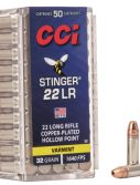 CCI Ammunition Stinger .22 Long Rifle 32 grain Copper Plated Hollow Point Rimfire Ammunition