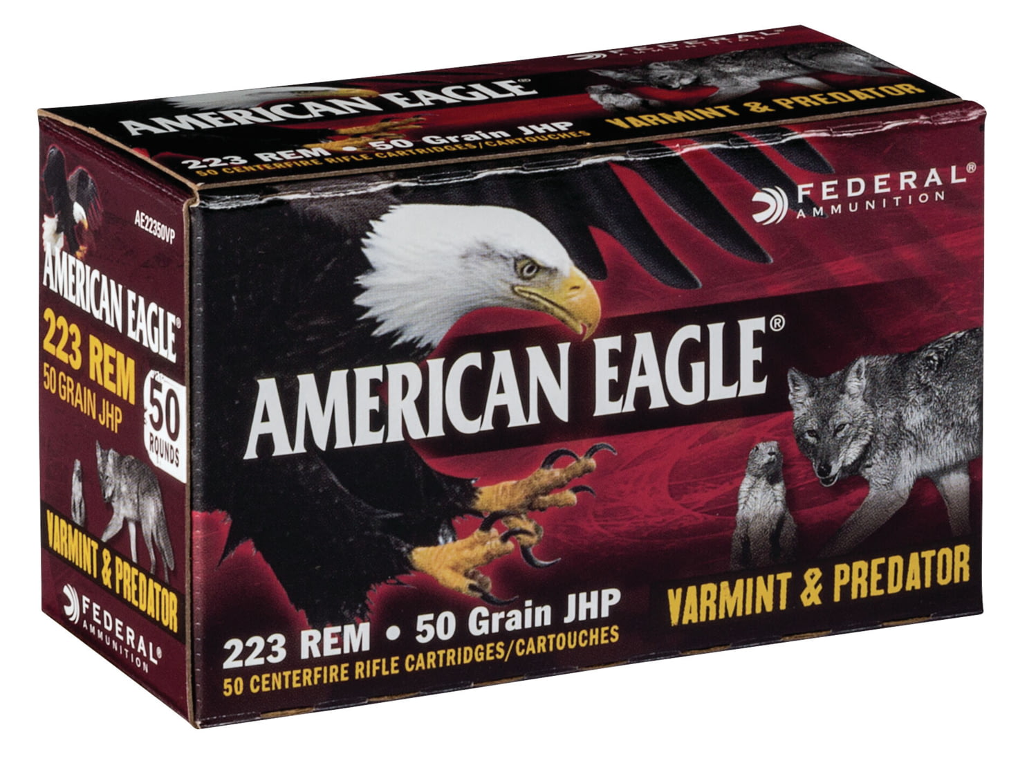 Federal Premium American Eagle .223 Remington 50 grain Jacketed Hollow Point Centerfire Rifle Ammunition