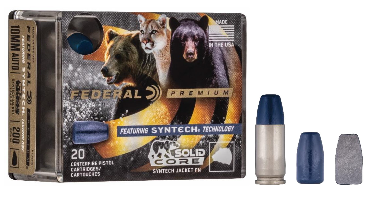 Federal Premium Centerfire Handgun Ammunition .357 Magnum 180 grain Syntech Jacket Solid Core Centerfire Pistol Ammunition