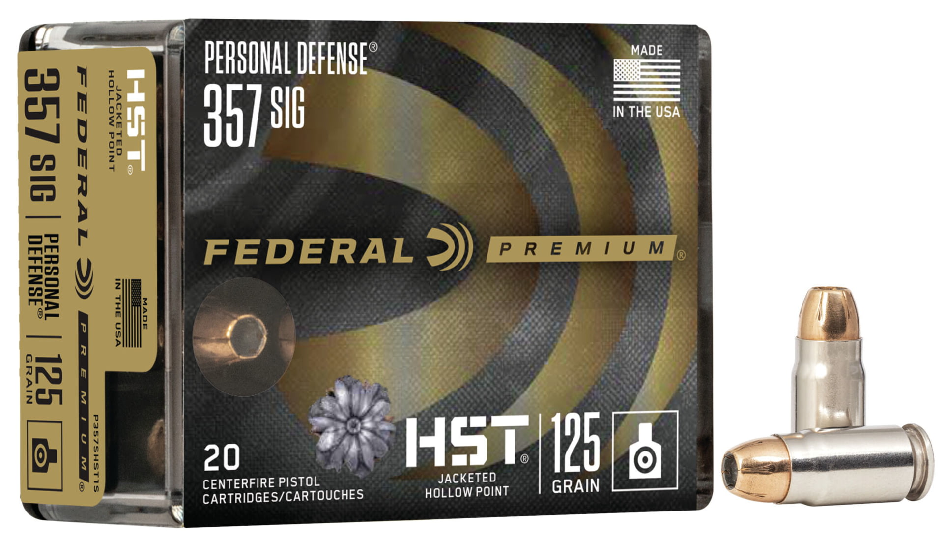 Federal Premium Centerfire Handgun Ammunition .357 SIG 125 grain HST Jacketed Hollow Point Centerfire Pistol Ammunition