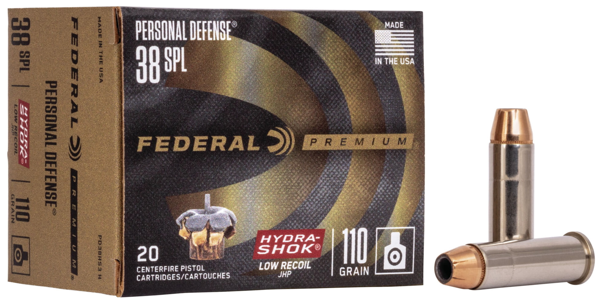 Federal Premium Centerfire Handgun Ammunition .38 Special 110 grain Hydra-Shok Jacketed Hollow Point Centerfire Pistol Ammunition