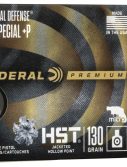 Federal Premium Centerfire Handgun Ammunition .38 Special +P 130 grain HST Jacketed Hollow Point Centerfire Pistol Ammunition