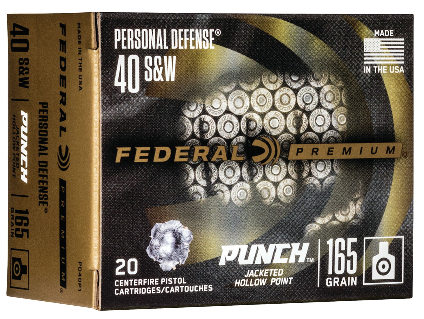 Federal Premium Centerfire Handgun Ammunition .40 S&W 165 grain Jacketed Hollow Point Centerfire Pistol Ammunition