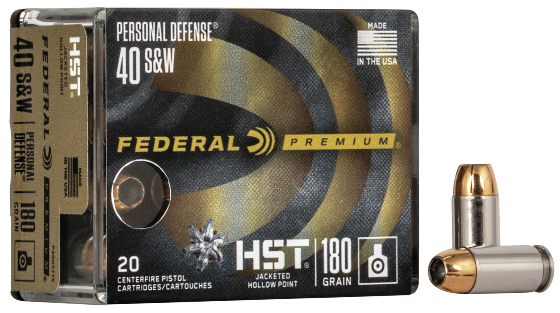 Federal Premium Centerfire Handgun Ammunition .40 S&W 180 grain HST Jacketed Hollow Point Centerfire Pistol Ammunition
