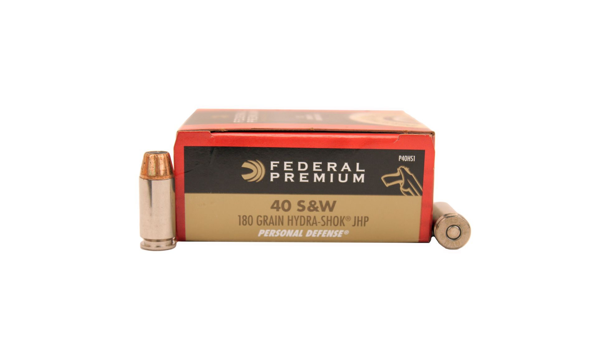 Federal Premium Centerfire Handgun Ammunition .40 S&W 180 grain Jacketed Hollow Point Brass Cased Centerfire Pistol Ammunition