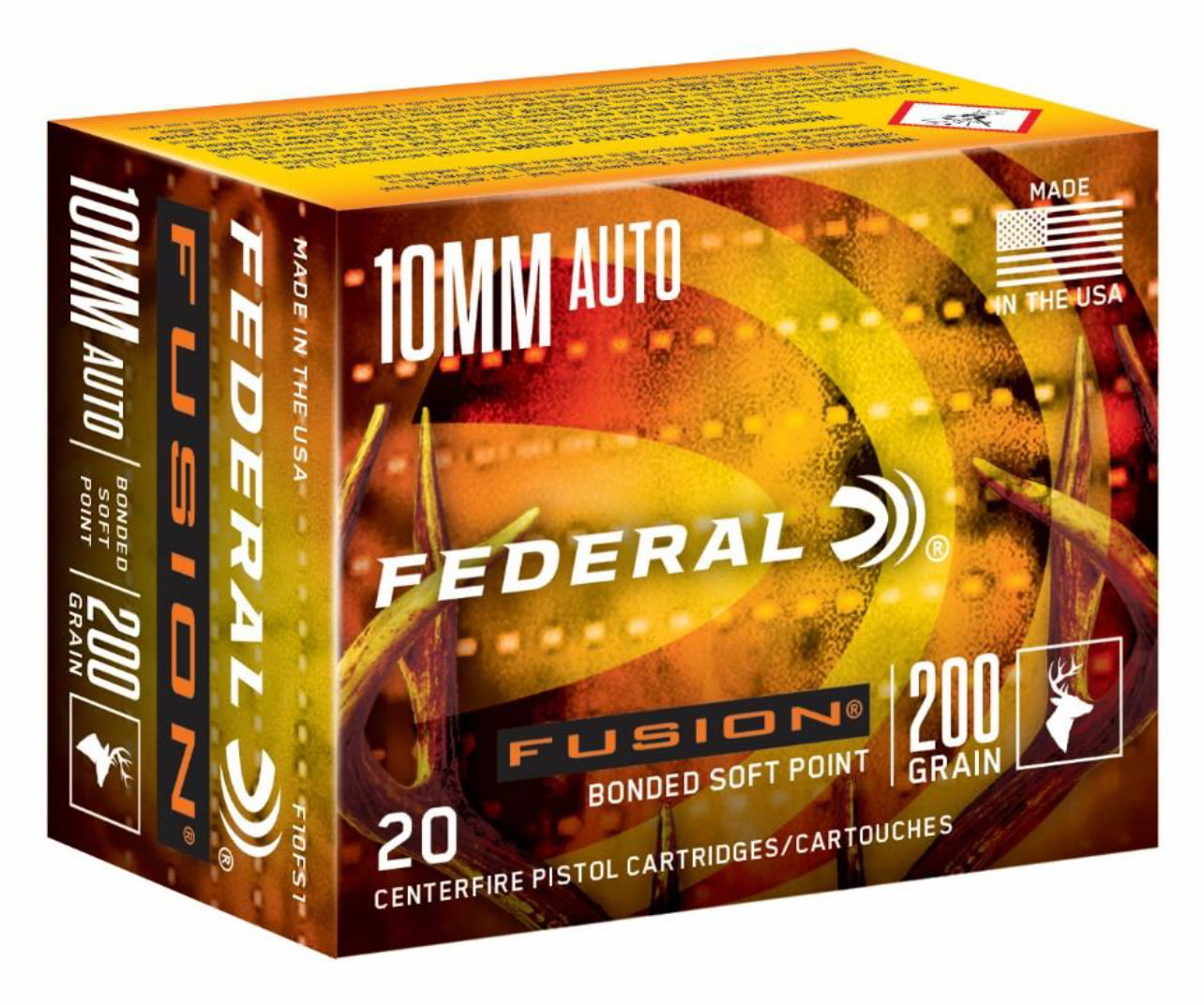 Federal Premium Centerfire Handgun Ammunition 10mm 200 grain Fusion Soft Point Centerfire Pistol Ammunition