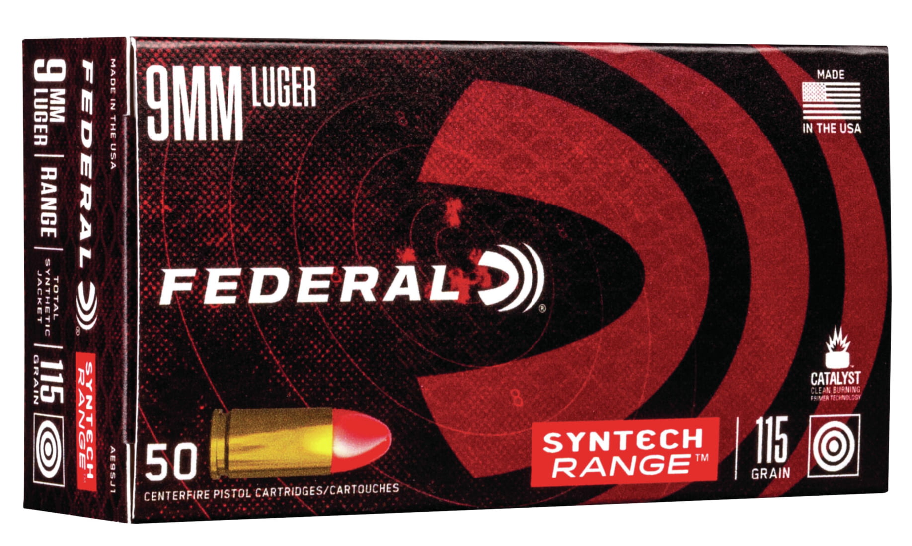 Federal Premium Centerfire Handgun Ammunition 9mm Luger 115 grain Syntech Total Synthetic Jacket Centerfire Pistol Ammunition