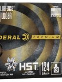 Federal Premium Centerfire Handgun Ammunition 9mm Luger 124 grain HST Jacketed Hollow Point Centerfire Pistol Ammunition