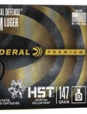 Federal Premium Centerfire Handgun Ammunition 9mm Luger 147 grain HST Jacketed Hollow Point Centerfire Pistol Ammunition