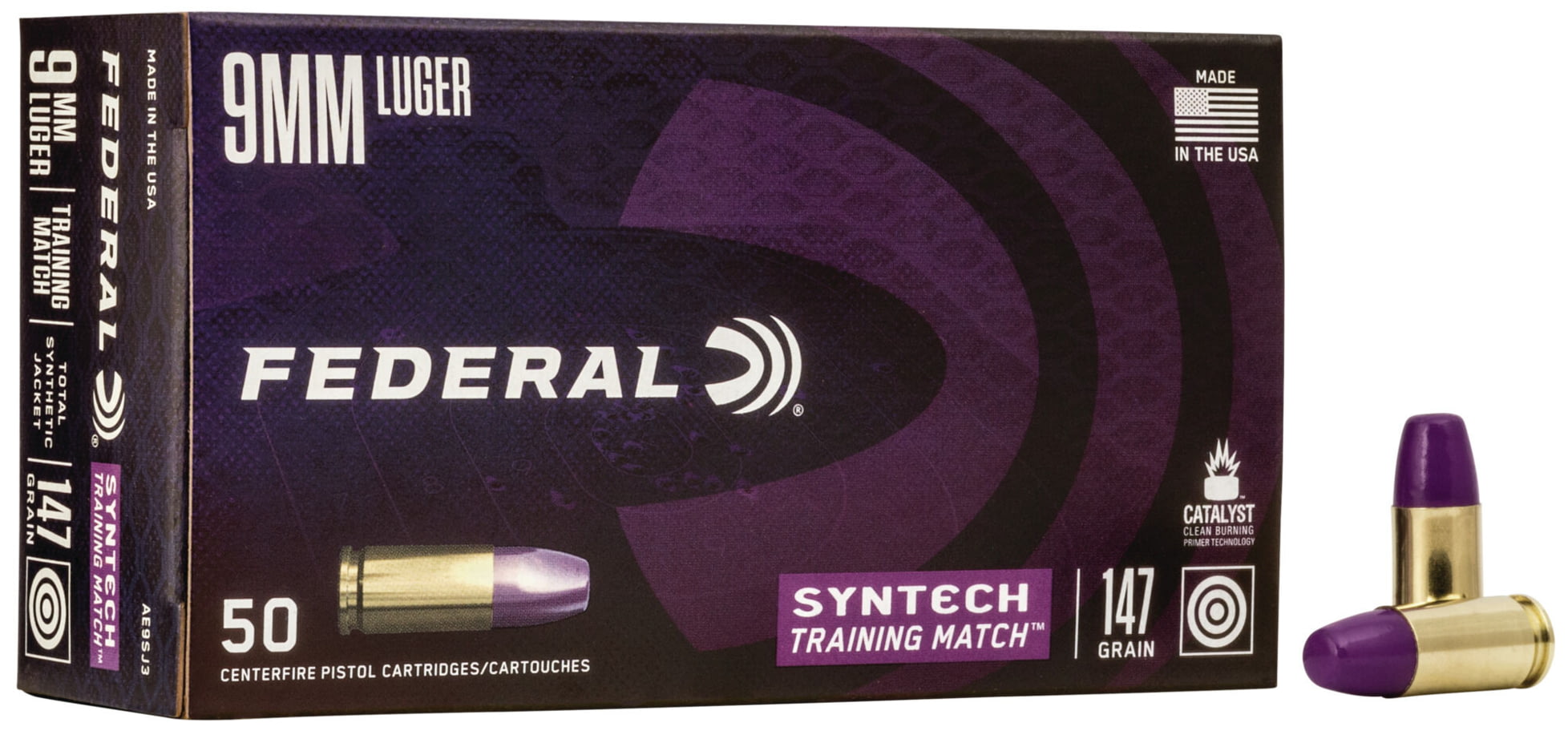 Federal Premium Centerfire Handgun Ammunition 9mm Luger 147 grain Syntech Total Synthetic Jacket Centerfire Pistol Ammunition