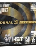 Federal Premium Centerfire Handgun Ammunition 9mm Luger 150 grain HST Jacketed Hollow Point Centerfire Pistol Ammunition