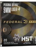 Federal Premium Centerfire Handgun Ammunition 9mm +P 124 grain HST Jacketed Hollow Point Centerfire Pistol Ammunition