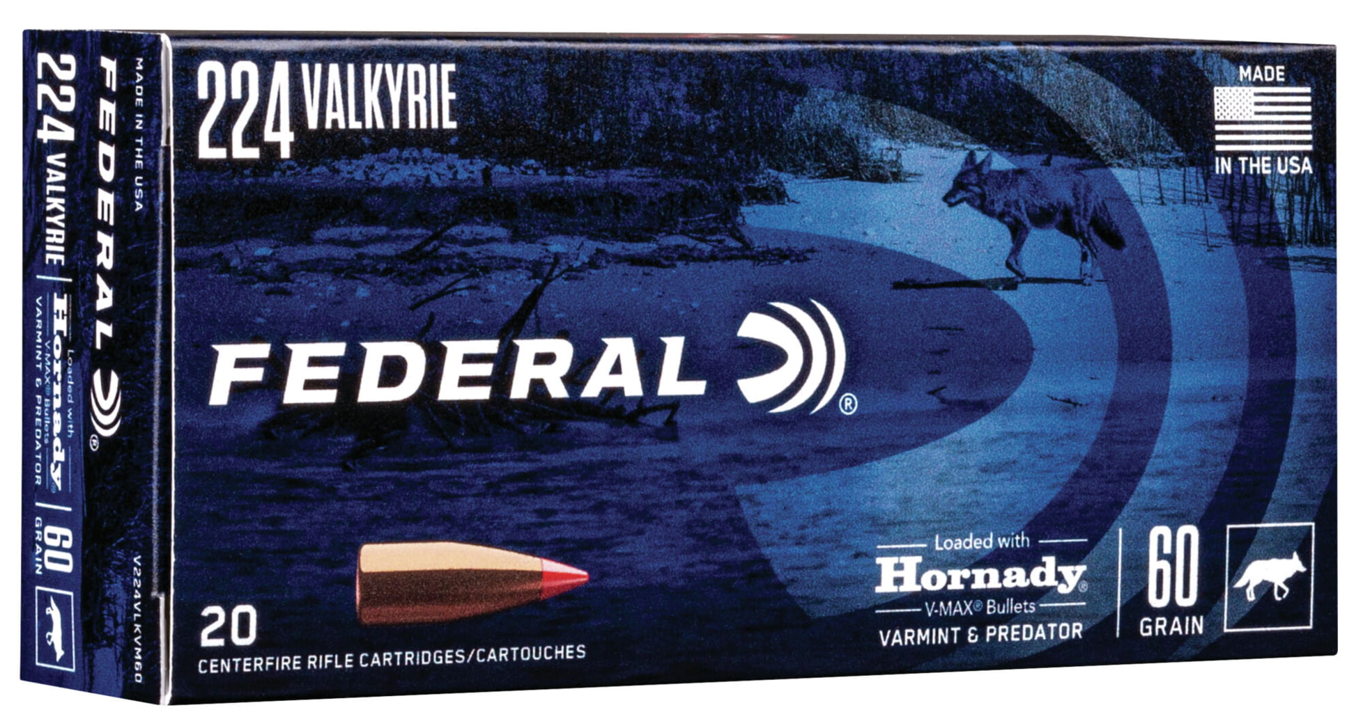 Federal Premium HORNDAY V-MAX .224 Valkyrie 60 grain Hornady V-Max Centerfire Rifle Ammunition