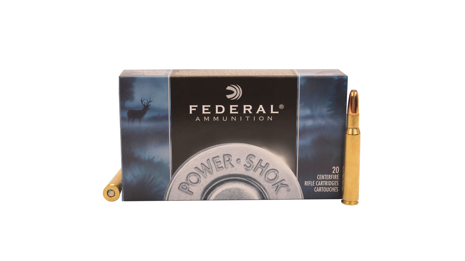 Federal Premium POWER-SHOK .30-06 Springfield 220 grain Jacketed Soft Point Brass Cased Centerfire Rifle Ammunition