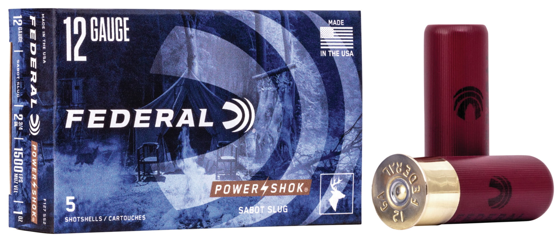 Federal Premium Power Shok 12 Gauge 1 oz Power Shok Sabot Slug Centerfire Shotgun Ammunition