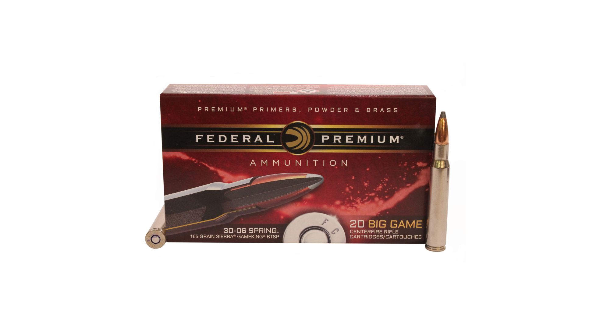 Federal Premium VITAL-SHOK .30-06 Springfield 165 grain Sierra GameKing Boat Tail Soft Point Brass Cased Centerfire Rifle Ammunition