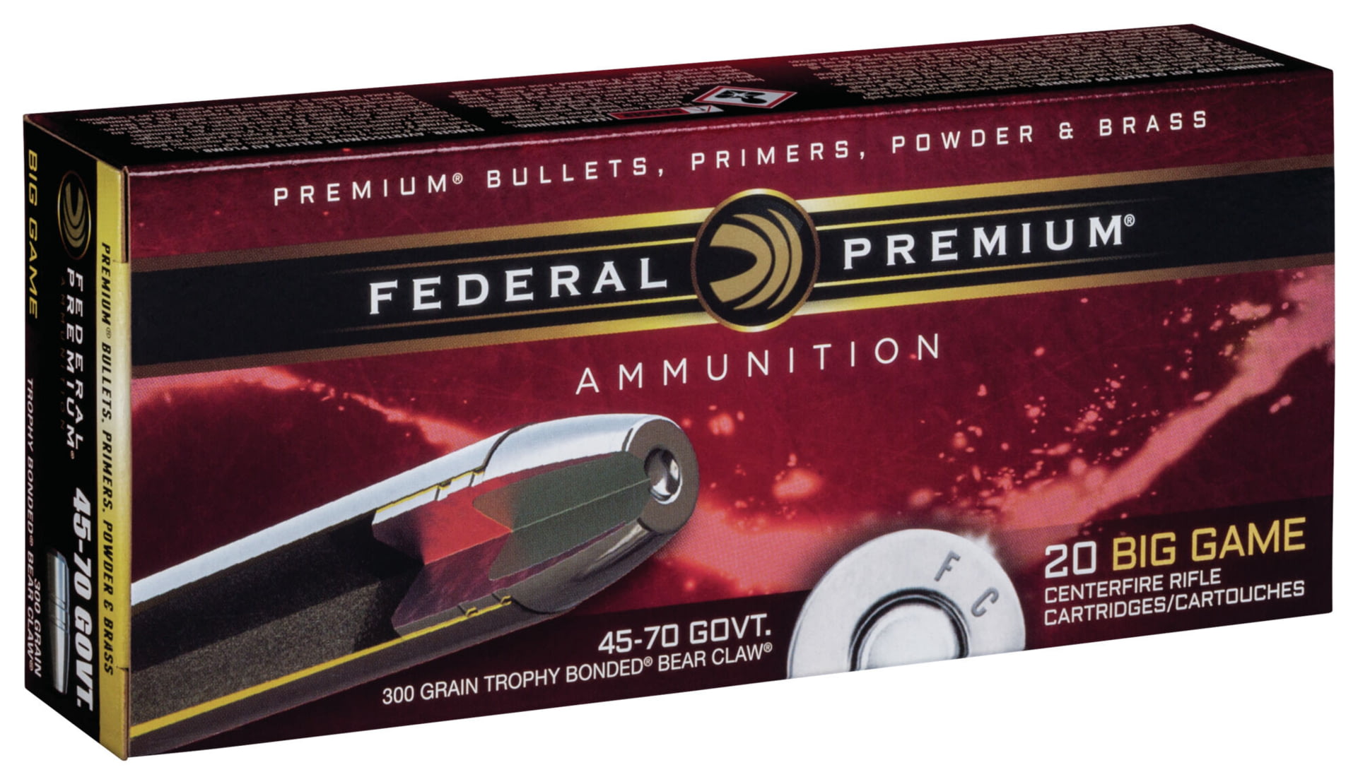 Federal Premium VITAL-SHOK .45-70 Government 300 grain Trophy Bonded Bear Claw Centerfire Rifle Ammunition