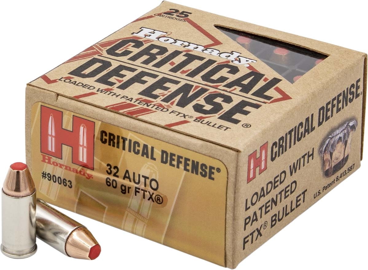 Hornady Critical Defense .32 ACP 60 grain Flex Tip eXpanding Brass Cased Centerfire Pistol Ammunition