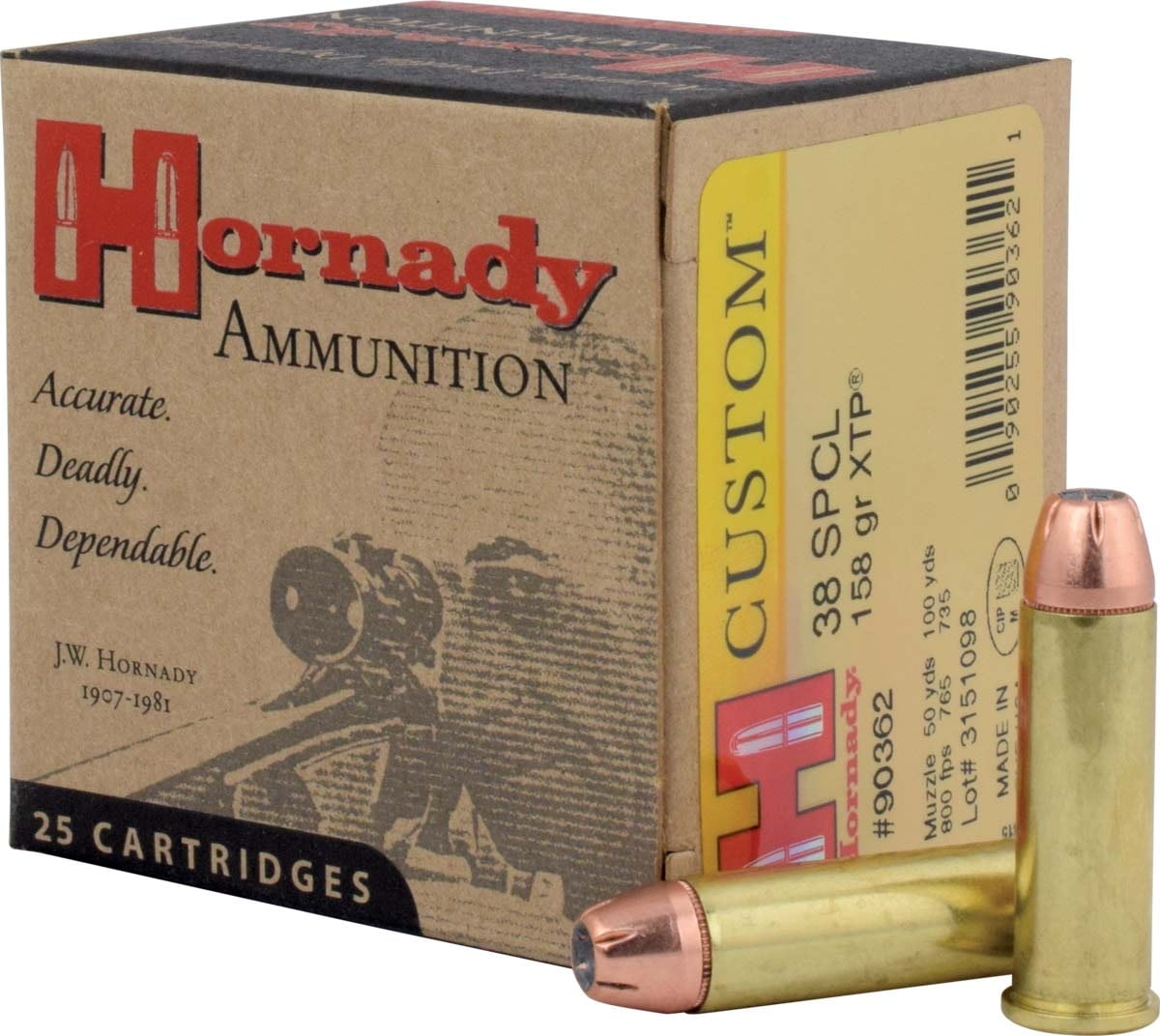 Hornady Custom Handgun .38 Special 158 grain eXtreme Terminal Performance Brass Cased Centerfire Pistol Ammunition