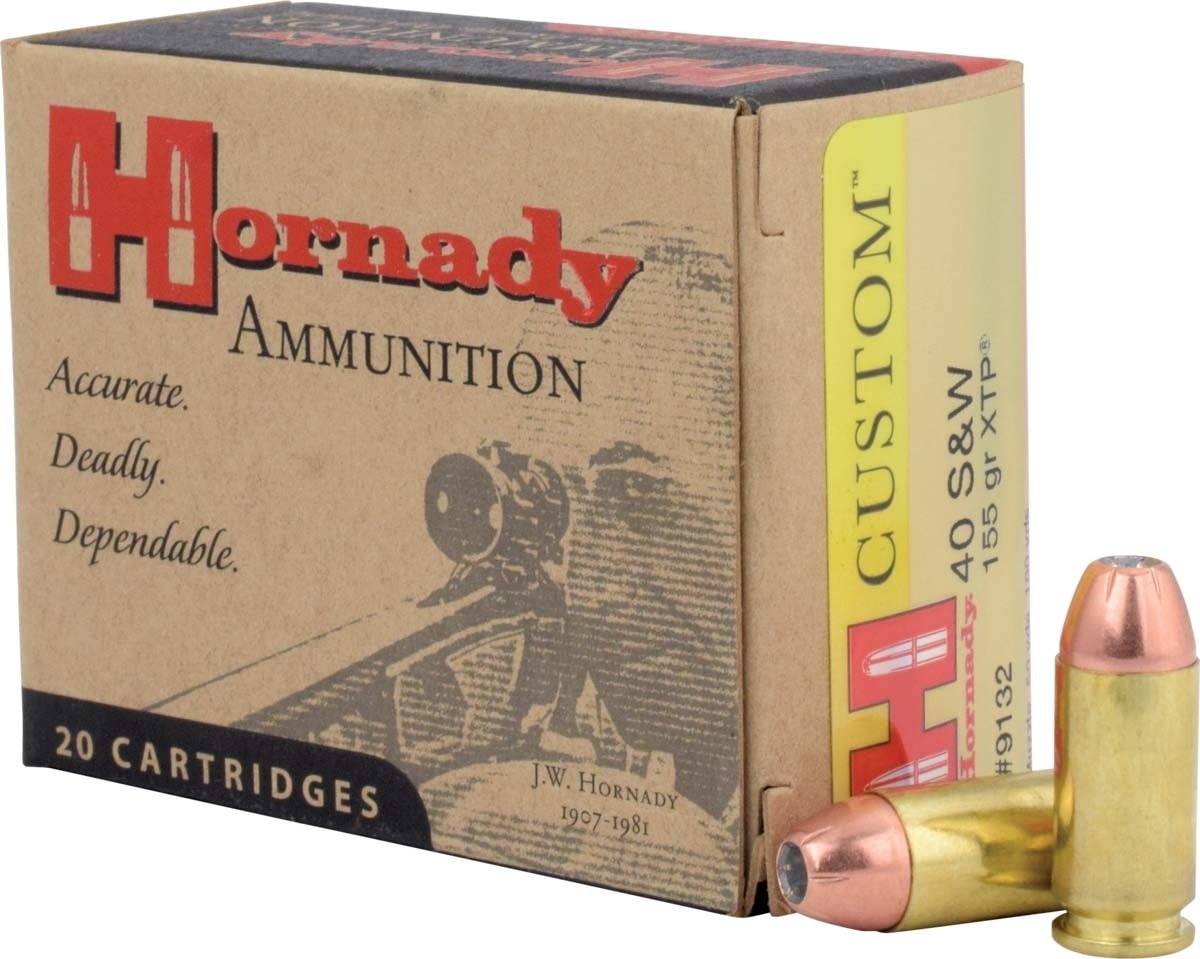 Hornady Custom Handgun .40 S&W 155 grain eXtreme Terminal Performance Brass Cased Centerfire Pistol Ammunition