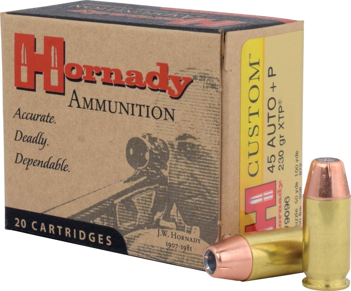 Hornady Custom Handgun .45 ACP +P 230 grain eXtreme Terminal Performance Brass Cased Centerfire Pistol Ammunition