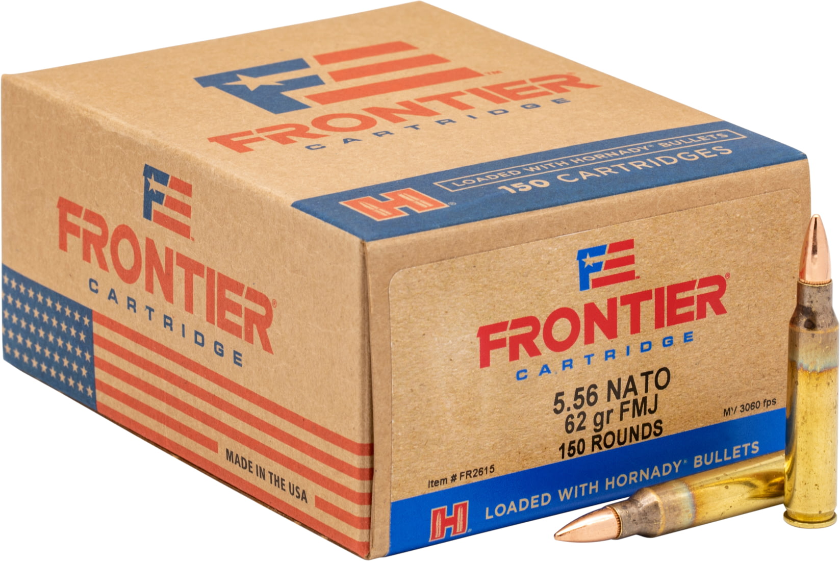 Hornady Frontier 5.56x45mm NATO 62gr. FMJ Rifle Ammo - 150 Rounds